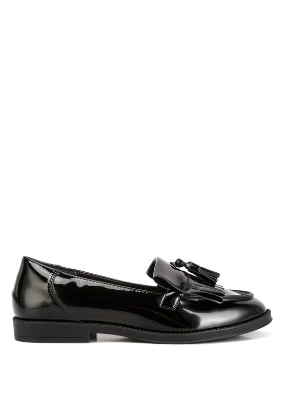 Valerie Tassel Detail Patent Loafers - Loving It Shop