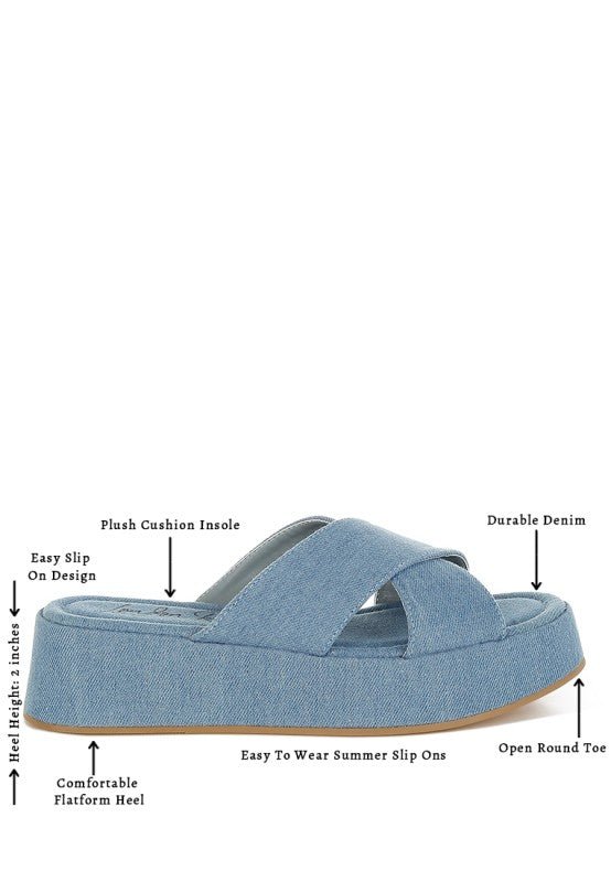 Karbi Denim Flatform Slip Ons - Loving It Shop