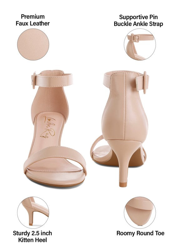 Feruda Faux Leather Kitten Heel Sandals