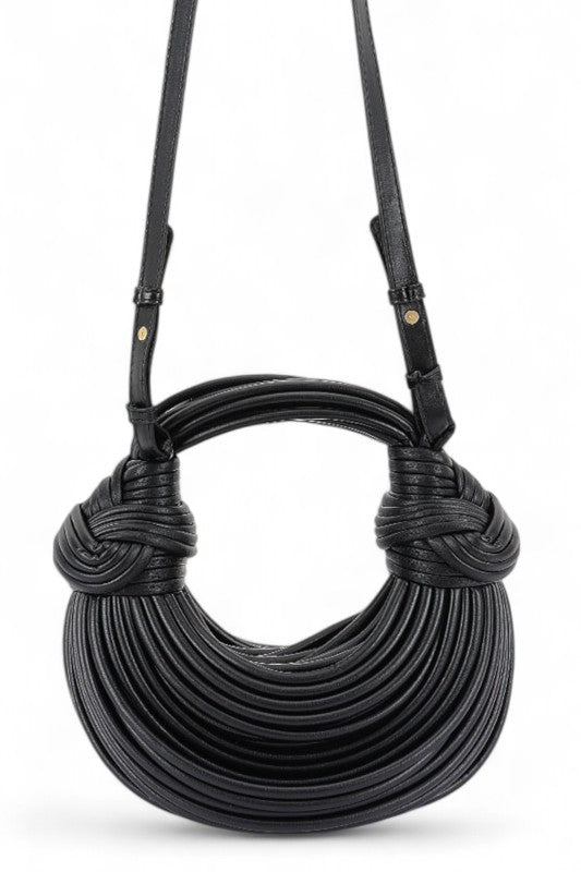Faux Leather String Rope Top Handle Swing Bag