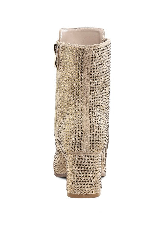 Calla Rhinestone Embellished Ankle Boots