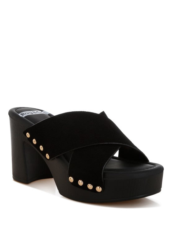 Mearsk Genuine Suede Leather Clogs