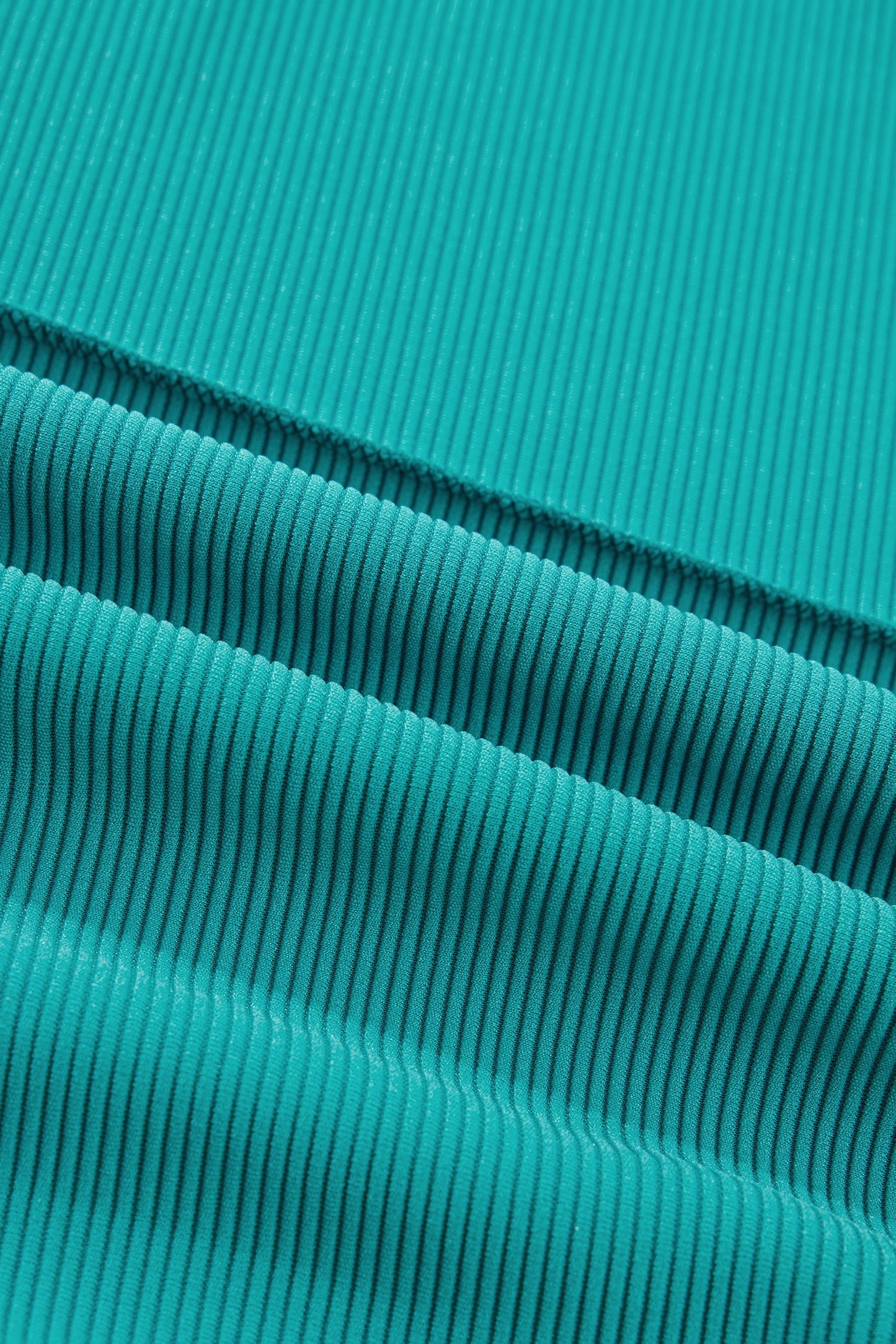 Sea Green Horizontal Ribbed Exposed Seam Detail Drop Shoulder Baggy Pullover