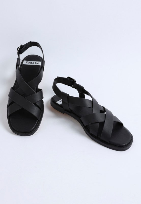 Kapaka Real Leather Flat Gladiator Sandals