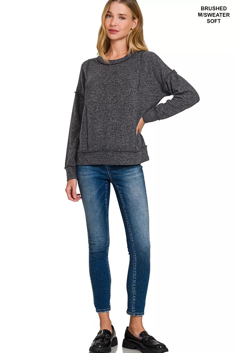 Brushed Hacci Drop Shoulder Sweater