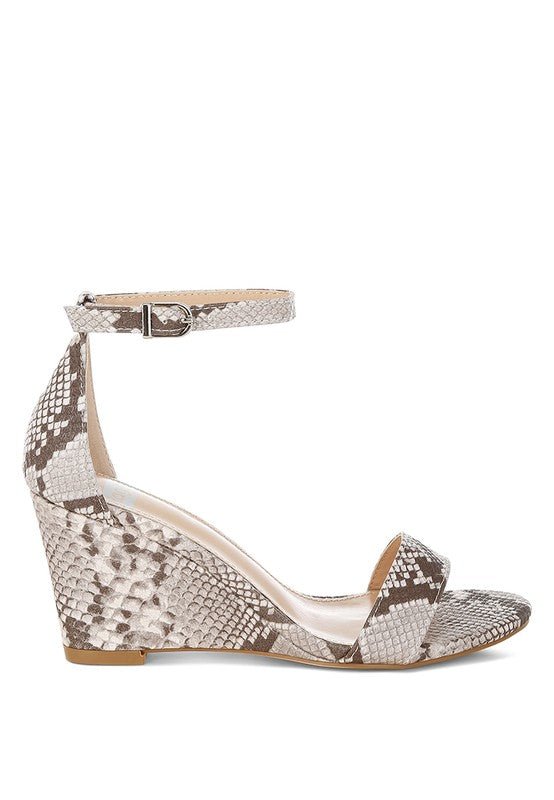 Kodor Snake Print Slim Wedge Heel Sandals - Loving It Shop