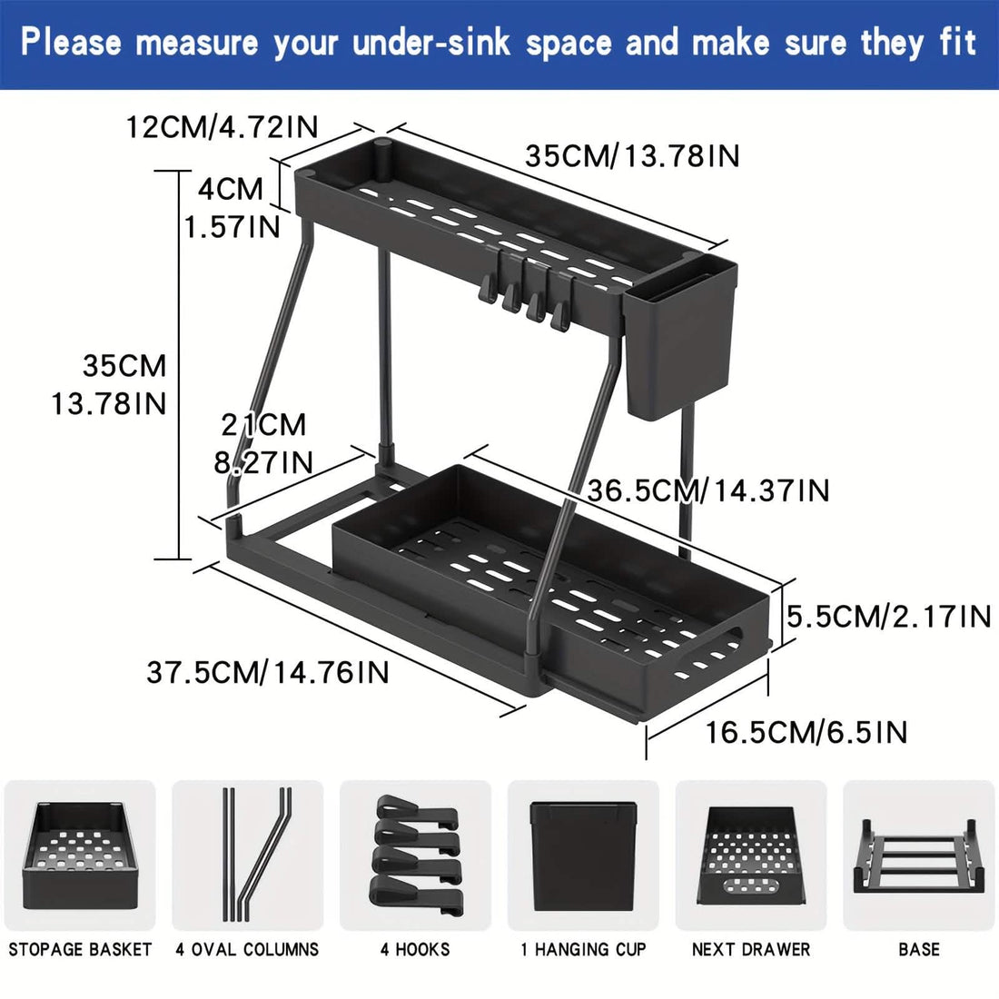 2-Piece Under Sink Organizer with Sliding Shelves – Multi-Purpose Storage Rack