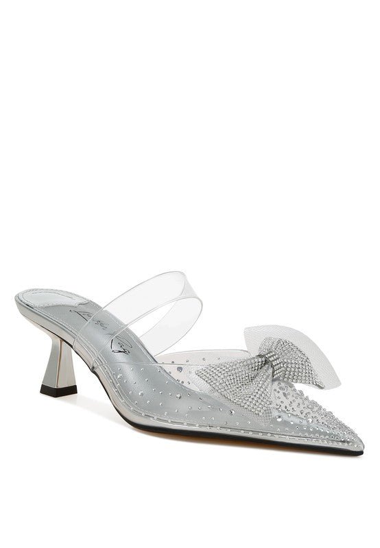Freja Embellished Bow Kitten Heels - Loving It Shop