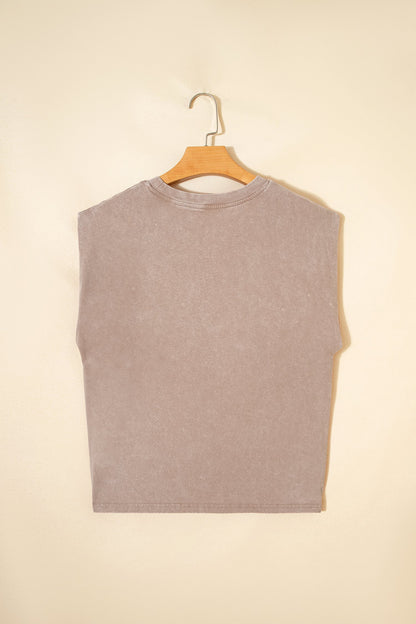Smoke Gray Cowboy &amp; Beer Western Graphic Mineral Wash Tank Top