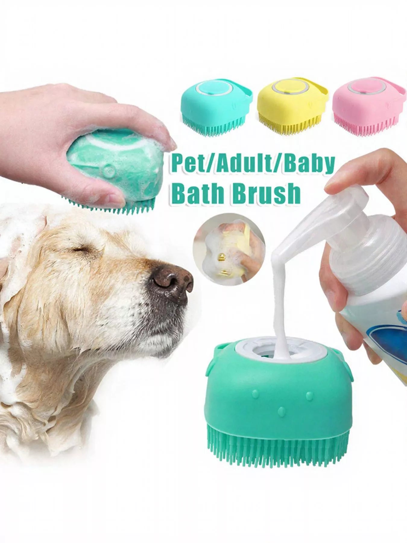 Cute Cartoon Silicone Pet Bath Brush - Loving It Shop