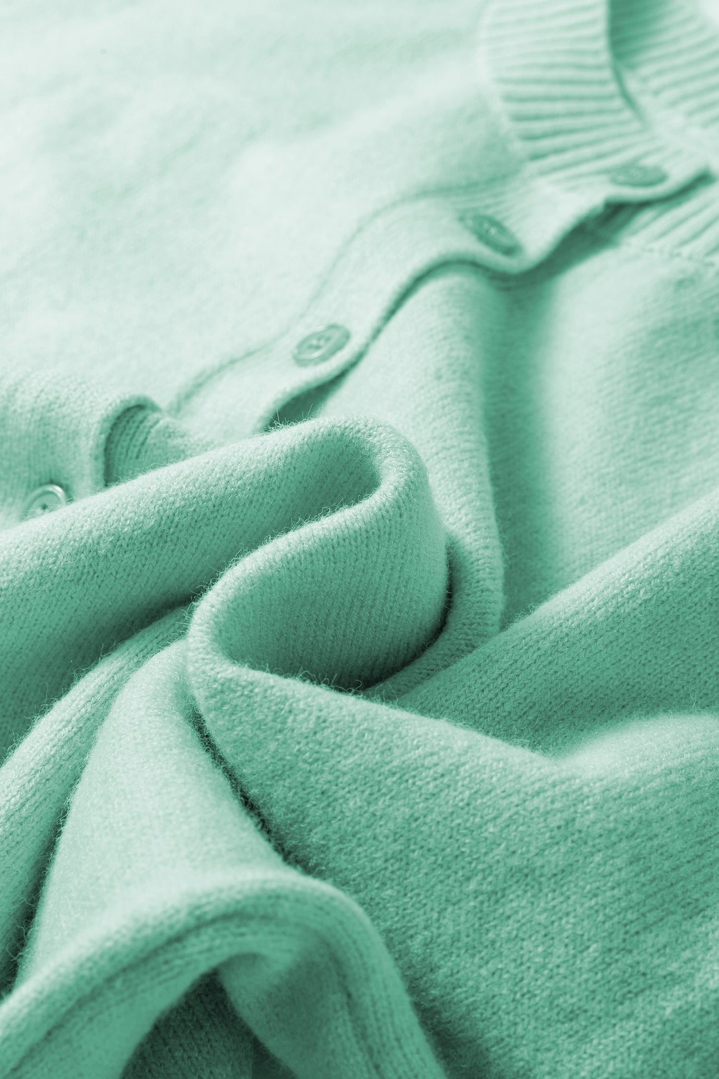 Moonlight Jade 3/4 Sleeve Boxy Knit Button Down Sweater Cardigan