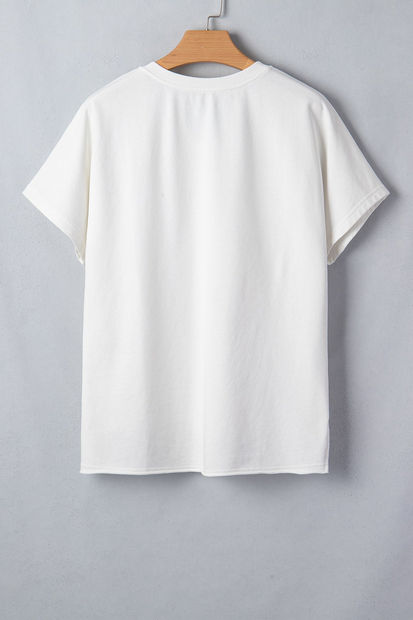 White Patriot Star Patched Notched Neck Mineral Washed Tee