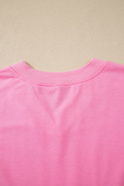 Sachet Pink V Neck Short Sleeve Top Drawstring Shorts 2pcs Set