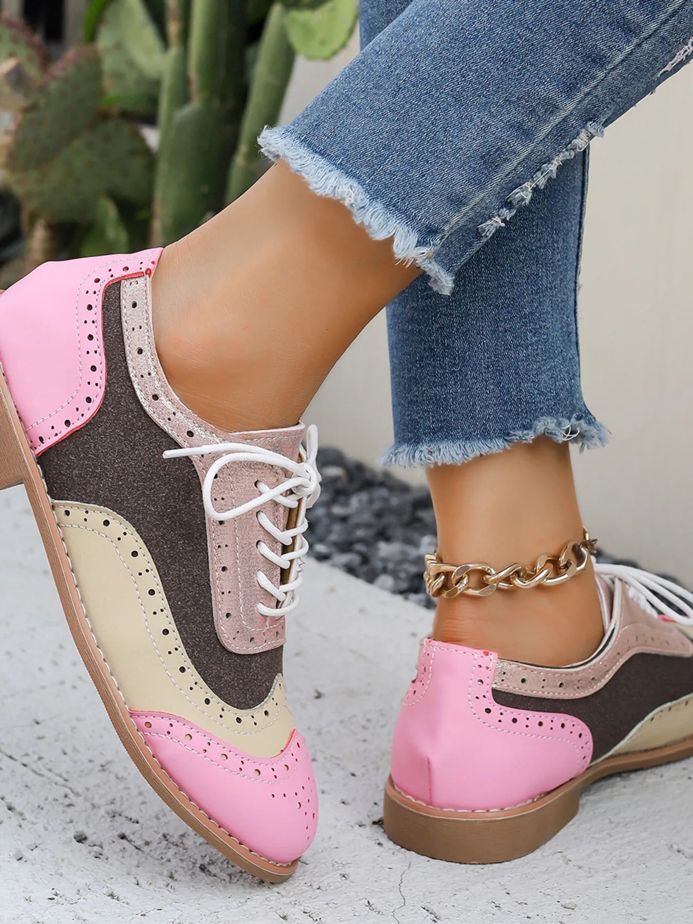Round Toe Flats Color Block Loafers - Loving It Shop