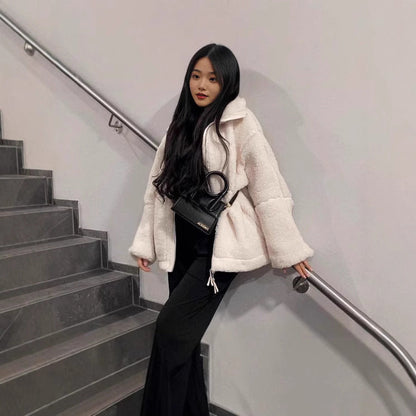 Fashion Loose Anti-cashmere Personality Casual Zip Coat