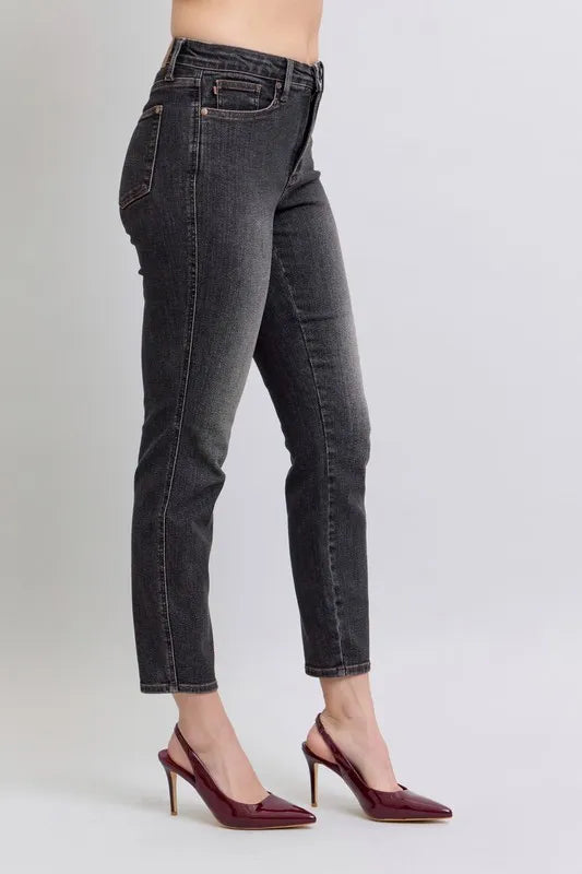 Full Size Mid Rise Tummy Control Slim Jeans Plus Size