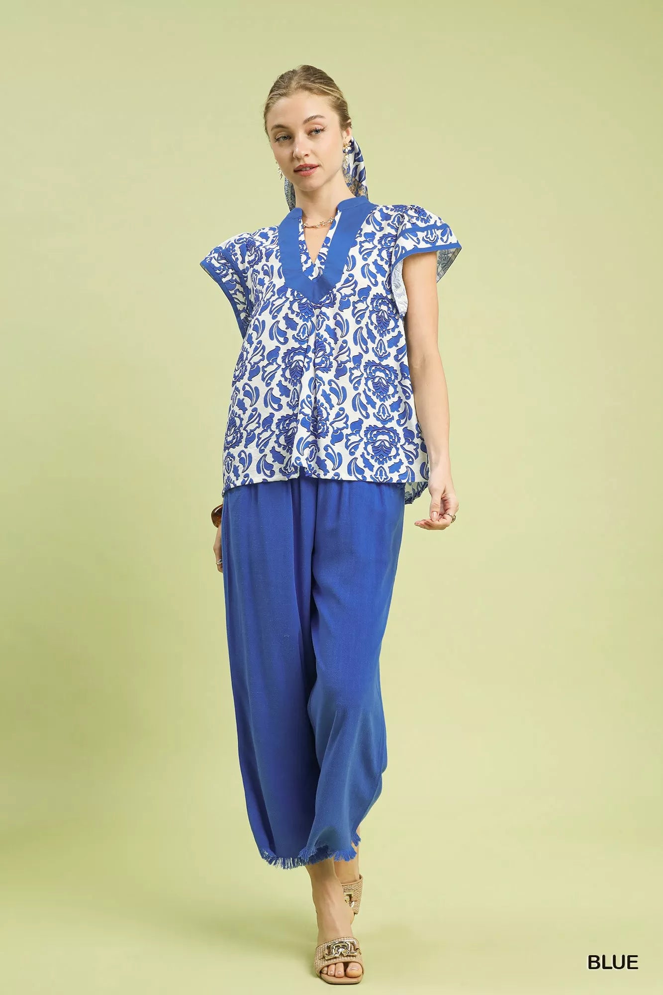 Abstract Print Short Sleeve Blouse
