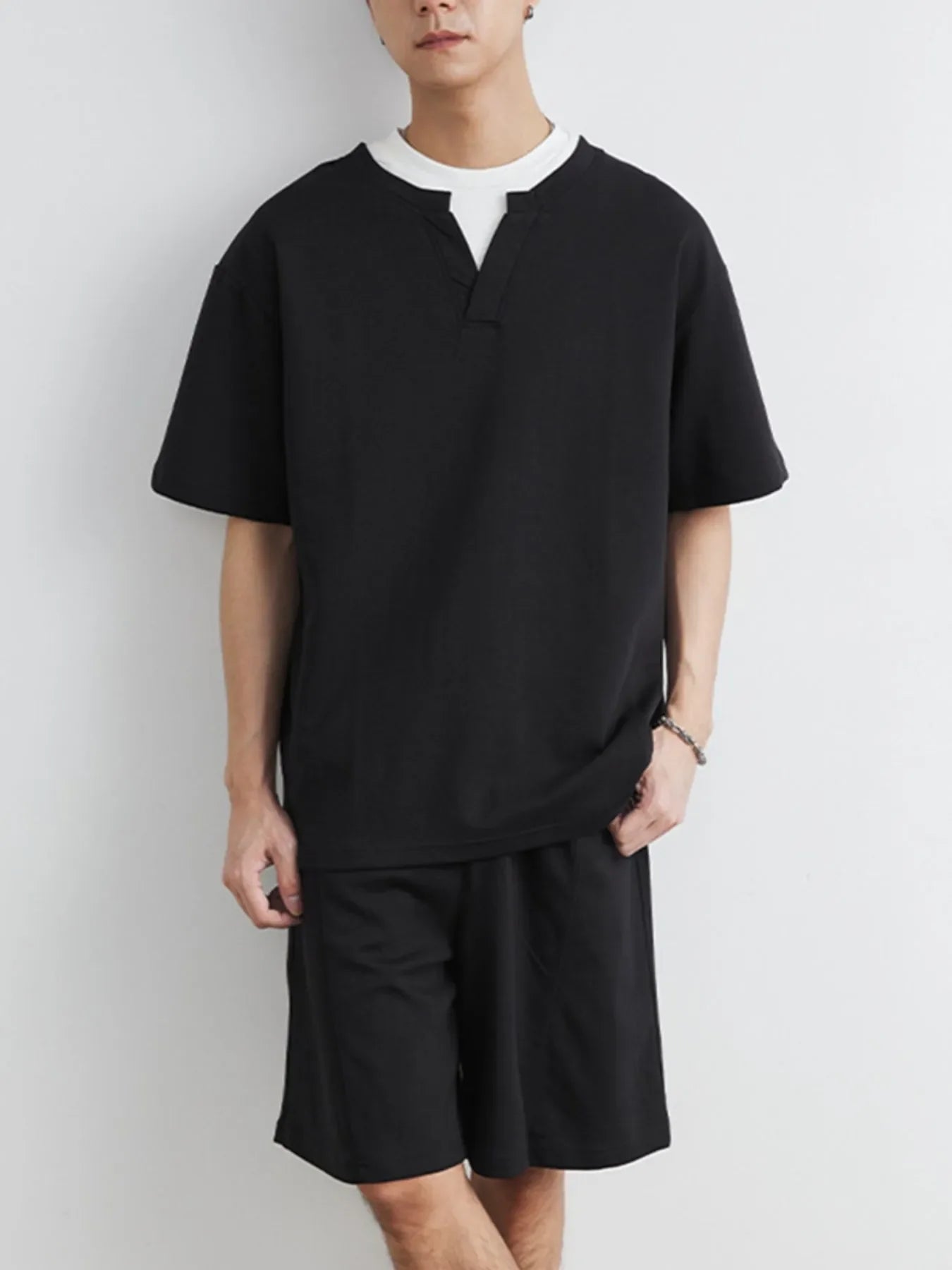 Men's Plus Size Half Sleeve Top and Shorts Set