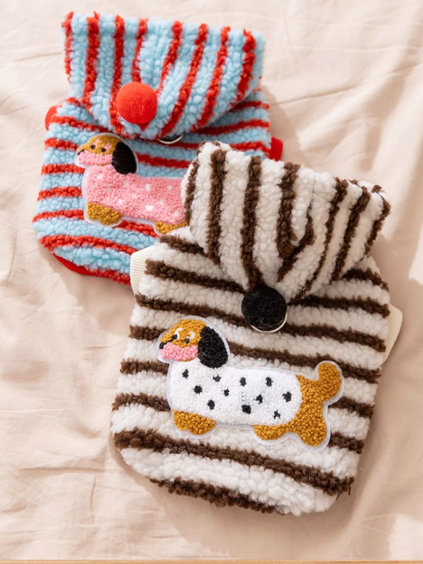 Striped Hooded Plush Pet Sweater - Loving It Shop