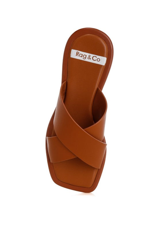 Shosa Genuine Leather Criss-Cross Flats