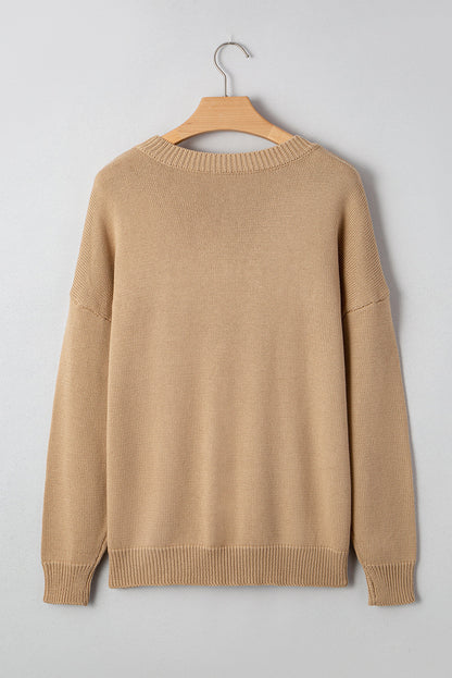 Smoke Gray Merry Colorful Dot Detail Christmas Dolman Sweater