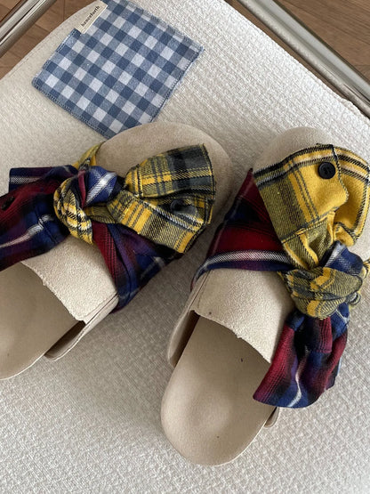 Bow - Knot Plaid Comfort Slip - Ons - Loving It Shop