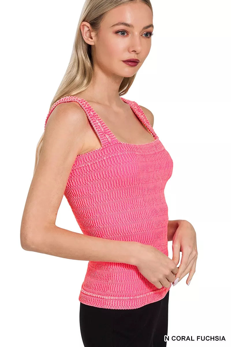 Seamless Winkle Stone Washed Tank Top