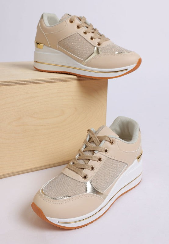 Vespera  Faux Leather & Mesh Sneakers