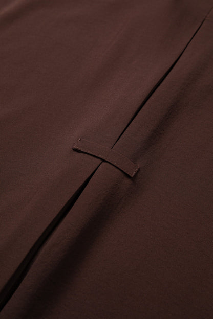 Coffee Shirt Collar Contrast Trim Button V Neck Short Sleeve Blouse