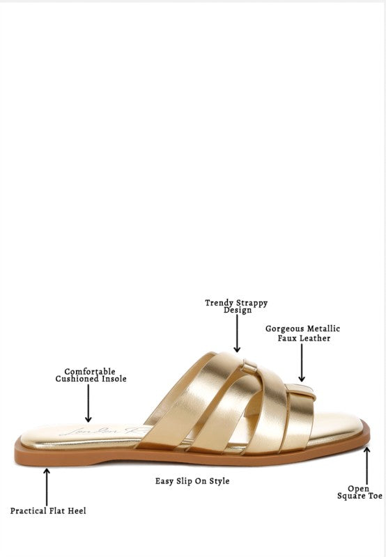 Heble Metallic Faux Leather Slip Ons