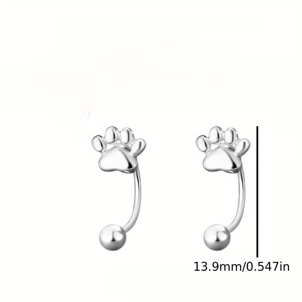 Sterling Silver Cat Paw Earrings – Screw-Back Studs, Elegant &amp;amp; Simple