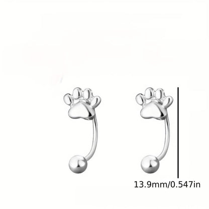 Sterling Silver Cat Paw Earrings – Screw-Back Studs, Elegant &amp;amp; Simple