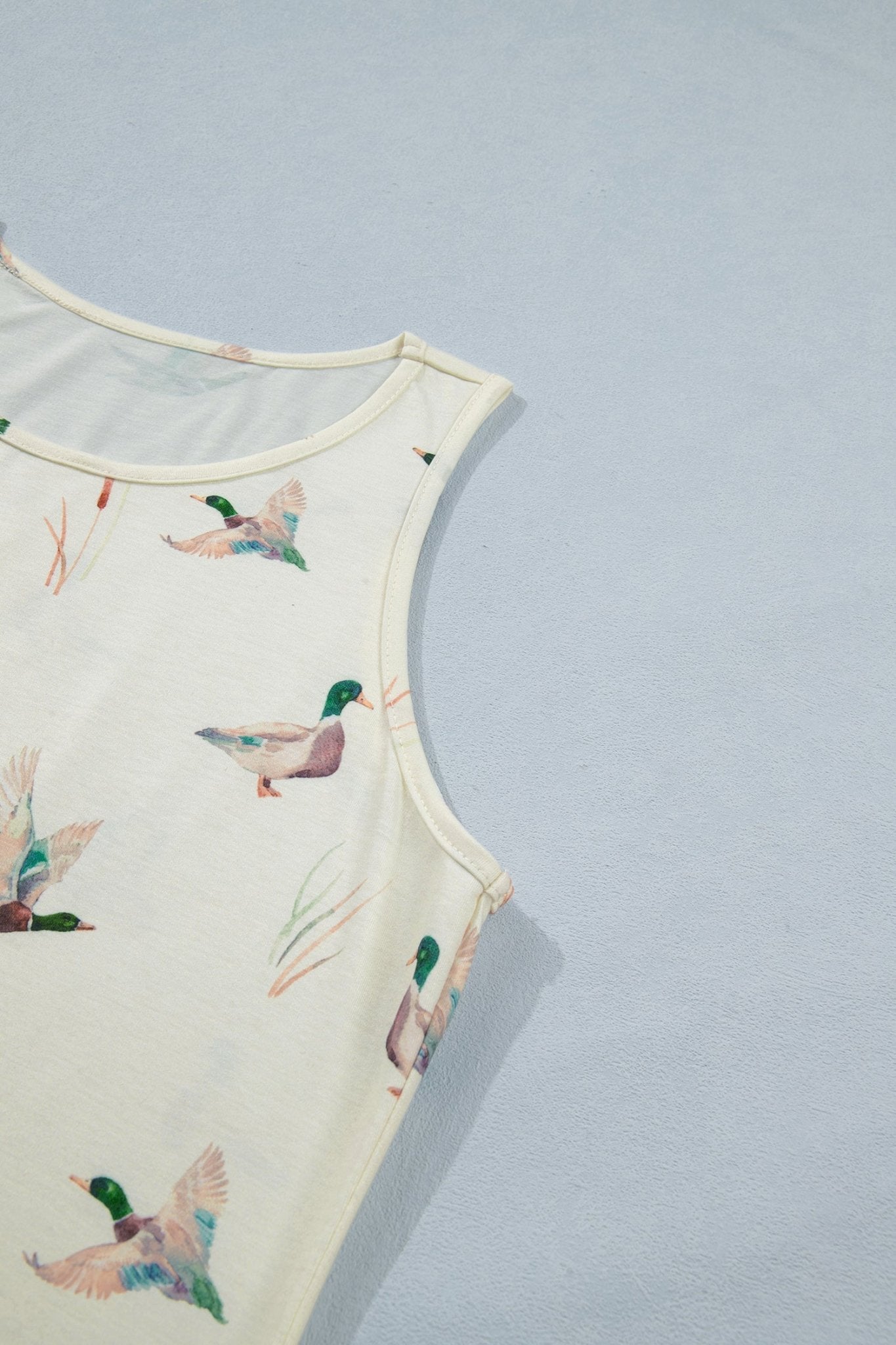 Beige Mallard Print Western Style Tank Top - Loving It Shop