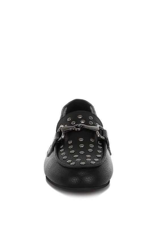 Modaha Horsebit & Embellished Real Leather Loafers