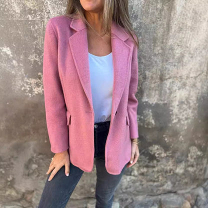 Ins Button Lapel Short Blazer Winter Fashion Commuter Jacket Outwear Women&