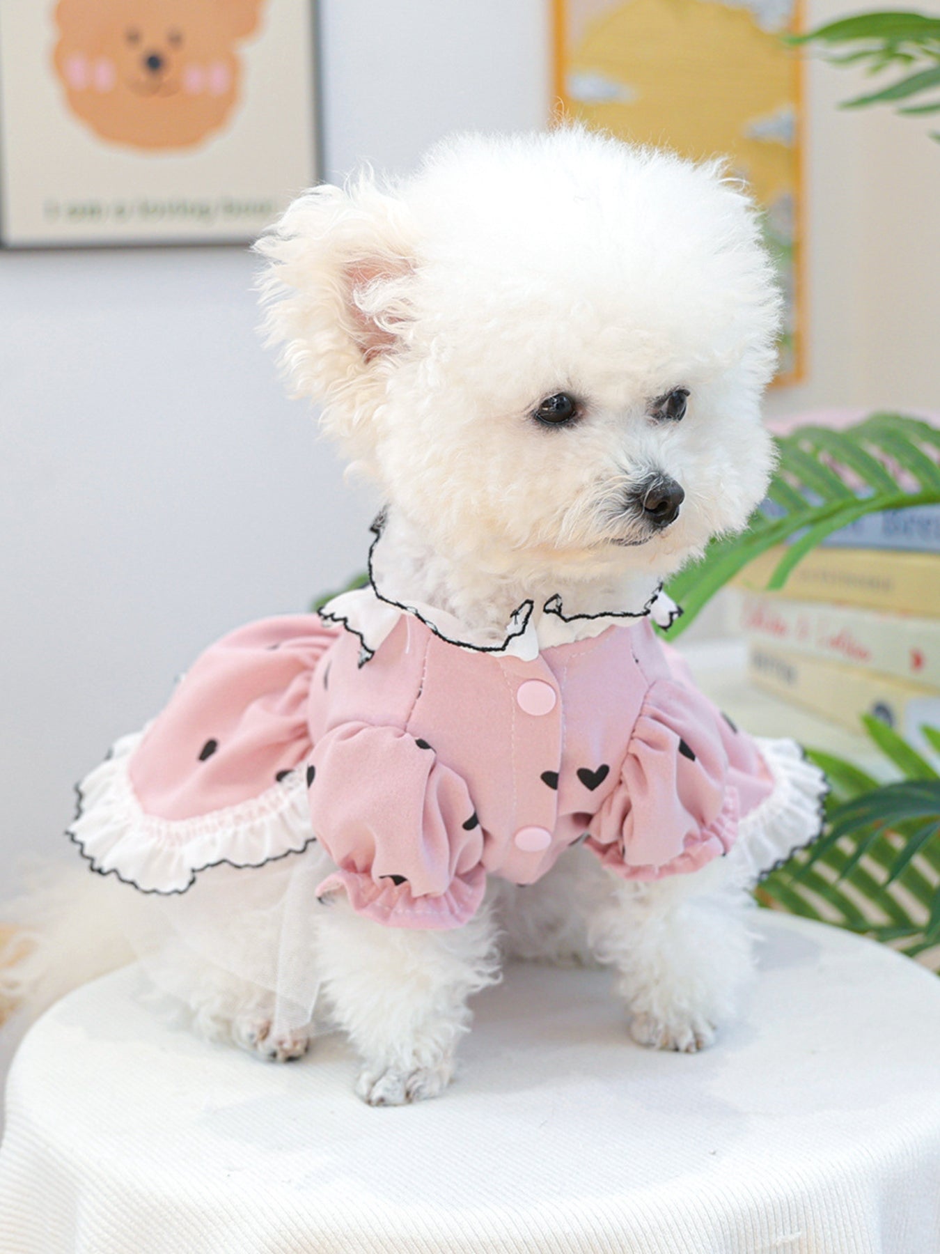Heart - Patterned Bowknot Pet Dress - Loving It Shop