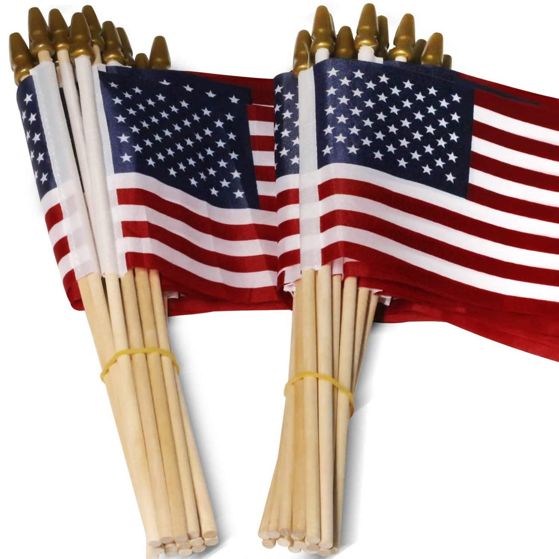 100-Pack: USA 4x6 in Wooden Stick Flag
