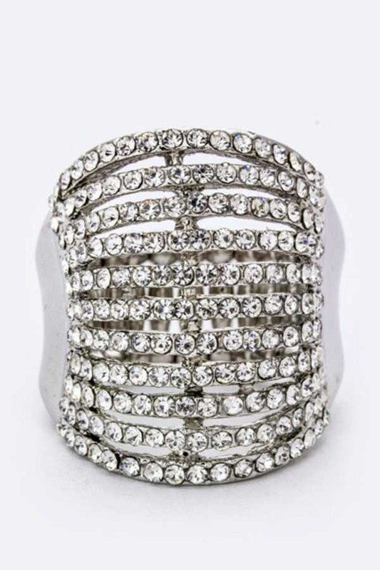 Stretch Ring with Layered Crystals – Stylish Statement Jewelry
