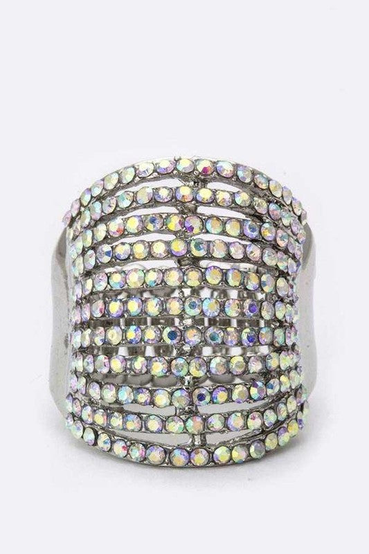 Stretch Ring with Layered Crystals – Stylish Statement Jewelry