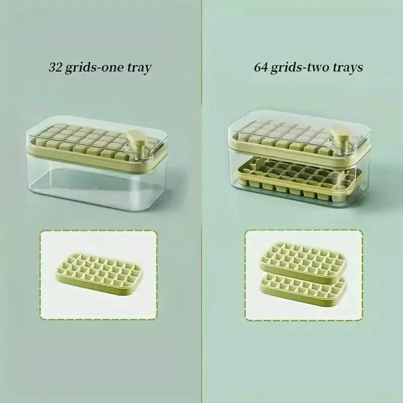 101oz. Ice Cube Tray Set - 64 Pcs Silicone Ice Cube Tray With Lid &amp; Bin