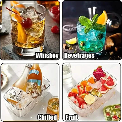 101oz. Ice Cube Tray Set - 64 Pcs Silicone Ice Cube Tray With Lid &amp; Bin