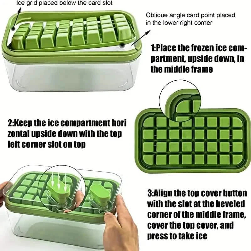 101oz. Ice Cube Tray Set - 64 Pcs Silicone Ice Cube Tray With Lid &amp; Bin