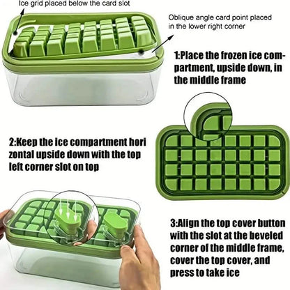 101oz. Ice Cube Tray Set - 64 Pcs Silicone Ice Cube Tray With Lid &amp; Bin