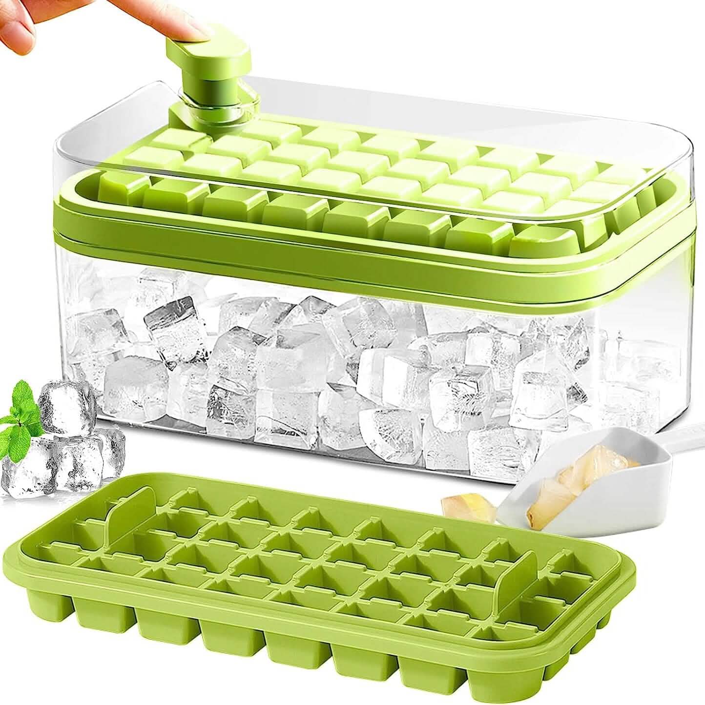 101oz. Ice Cube Tray Set - 64 Pcs Silicone Ice Cube Tray With Lid &amp; Bin