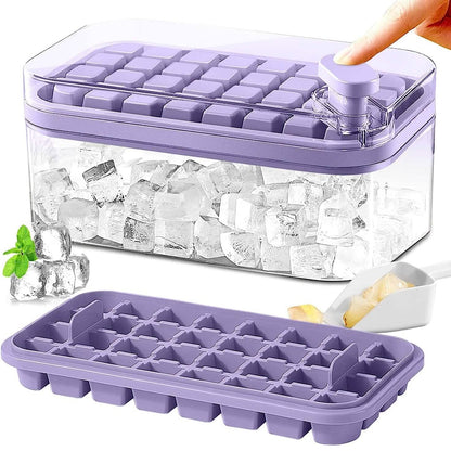 101oz. Ice Cube Tray Set - 64 Pcs Silicone Ice Cube Tray With Lid &amp; Bin