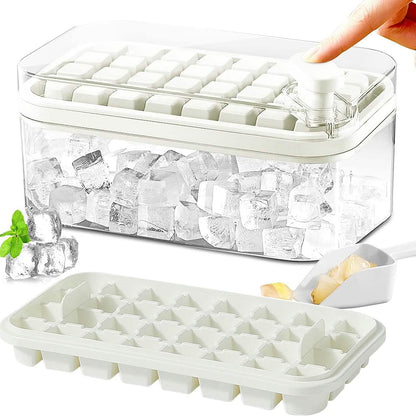 101oz. Ice Cube Tray Set - 64 Pcs Silicone Ice Cube Tray With Lid &amp; Bin