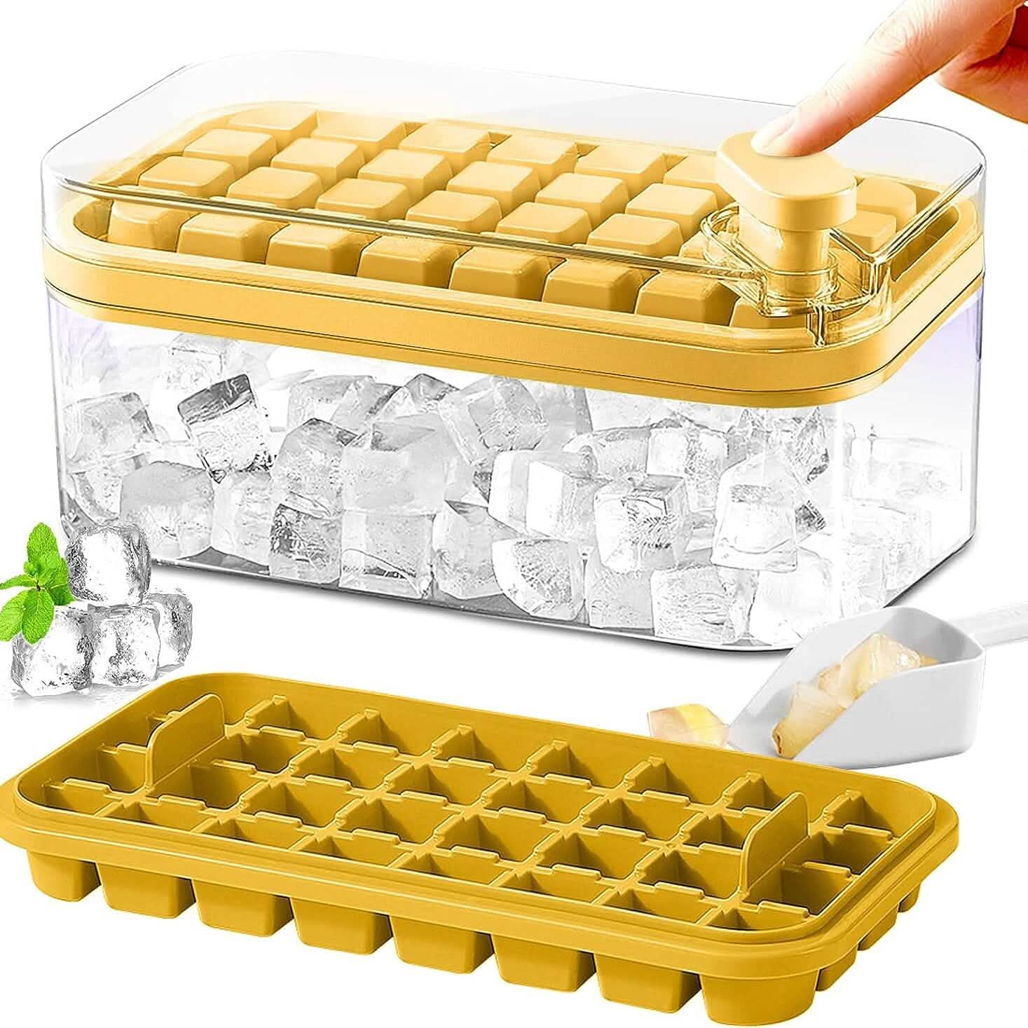 101oz. Ice Cube Tray Set - 64 Pcs Silicone Ice Cube Tray With Lid &amp; Bin