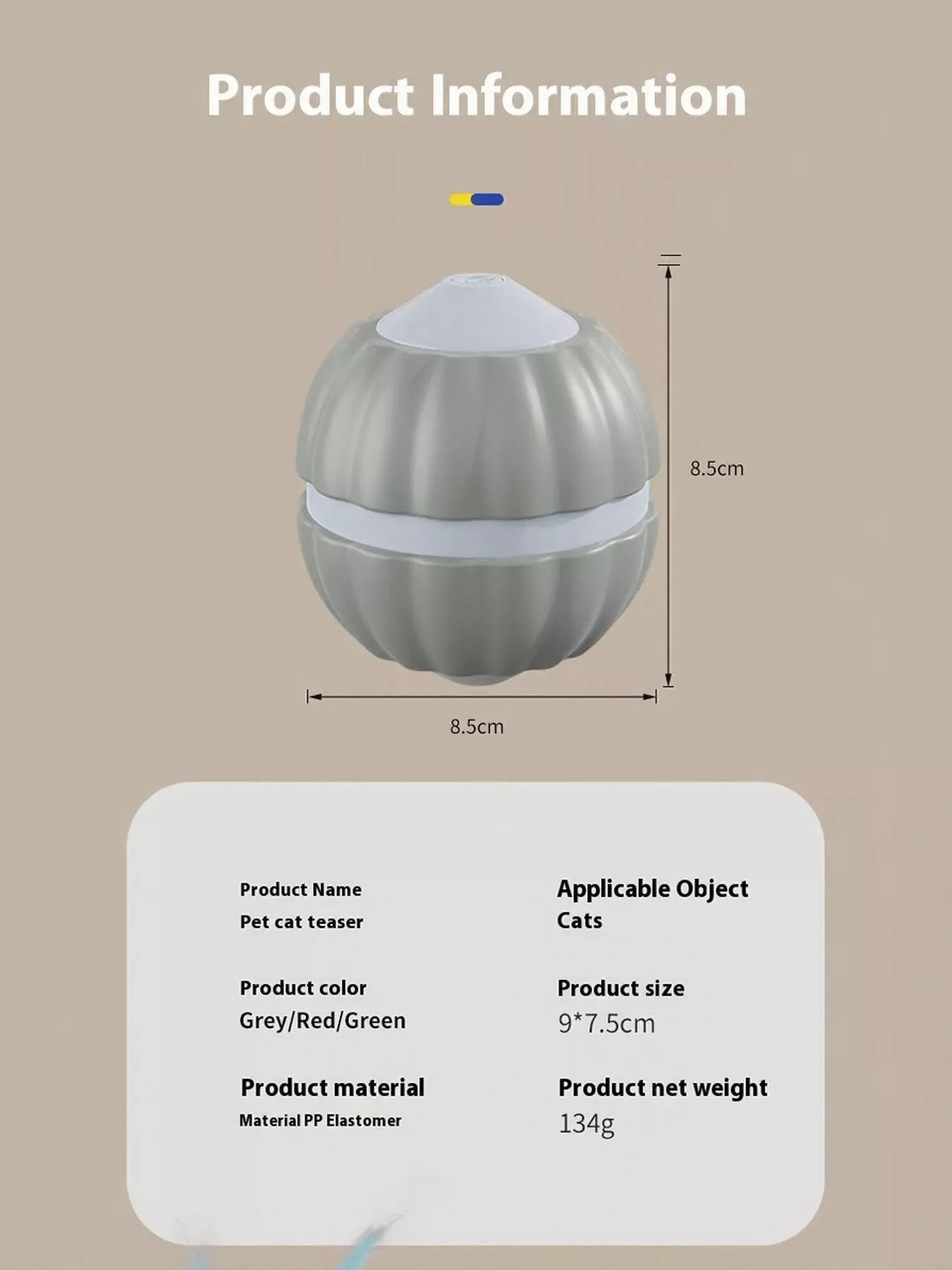 Interactive LED Sound Ball with Feather Teaser - Loving It Shop