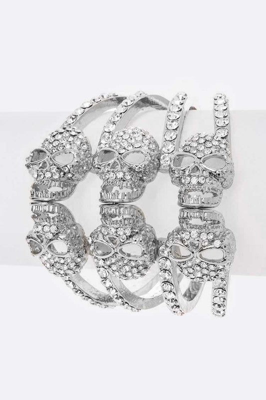 Crystal Skull Hinge Bangle - Loving It Shop