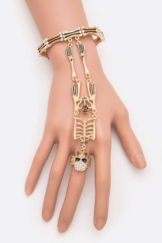 Crystal Skeleton Iconic Palm Bracelet Ring Set - Loving It Shop